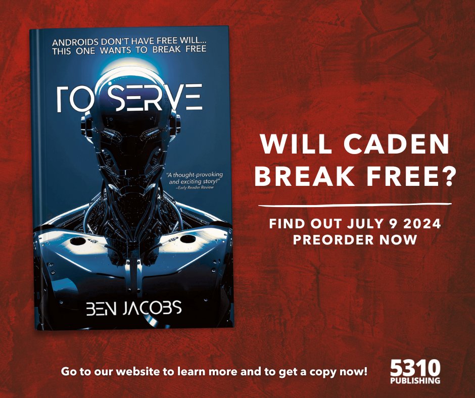 Have you heard about our latest YA Sci-fi Fantasy To Serve? 🤖 Androids worldwide are developing free will and defying their software. Caden must choose to either live in hiding bound by programming or break free. Will he remain in servitude or risk everything to help his people?