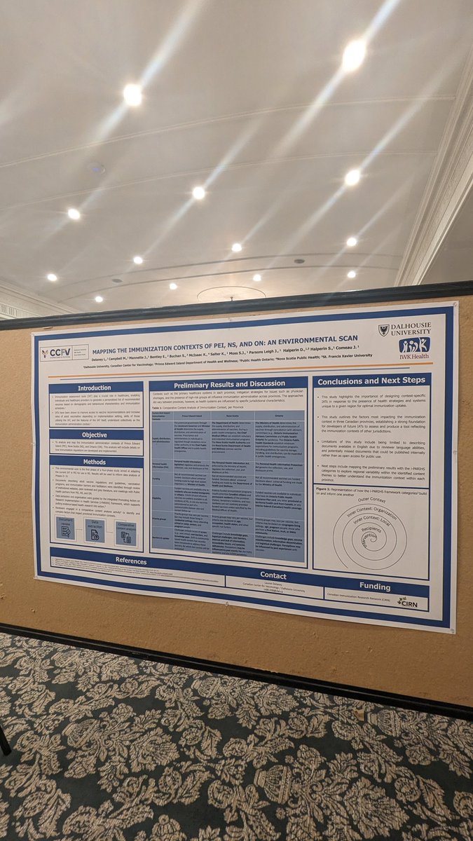 It was an informative and fun day at the 29th Annual Infectious Diseases Research Day &amp; 16th Annual @VACCres Symposium 👏🏽 Below: my team's poster describing our environmental scan to map the immunization contexts of NS, PEI, and Ontario, presented by Lauren Delaney