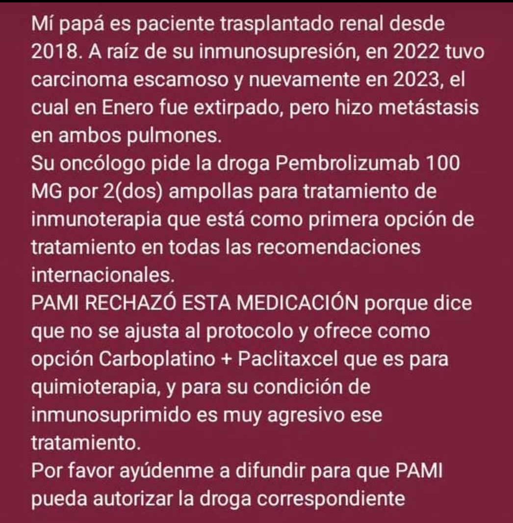 BMagarelli's tweet photo. @C5N @ditulliojuli @EstebanPaulon @telefenoticias @todonoticias @rialjorge @luisbremer @diegobranca 
Porfas ayuden a compartir es el marido de una amiga es urgente #ni un enfermo sin medicación https://t.co/hgP0OKFYwk