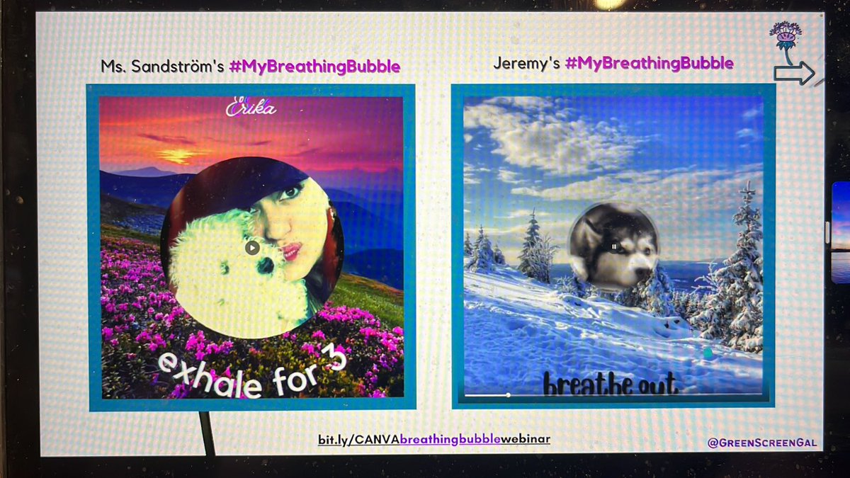 Watching @GreenScreenGal sharing her breathing bubbles with the world! #canva @CanvaEdu #weekofai