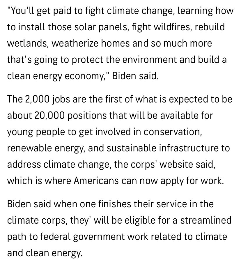 With that, another $7billion of YOUR tax dollars doled out to non-renewable, resource intensive, non-recycleable  Solar “transition”.

And as a bonus,  Americans can join the totally not fascist “climate corps” a paid position, + a path to fed govt jobs 

accuweather.com/en/climate/ear…