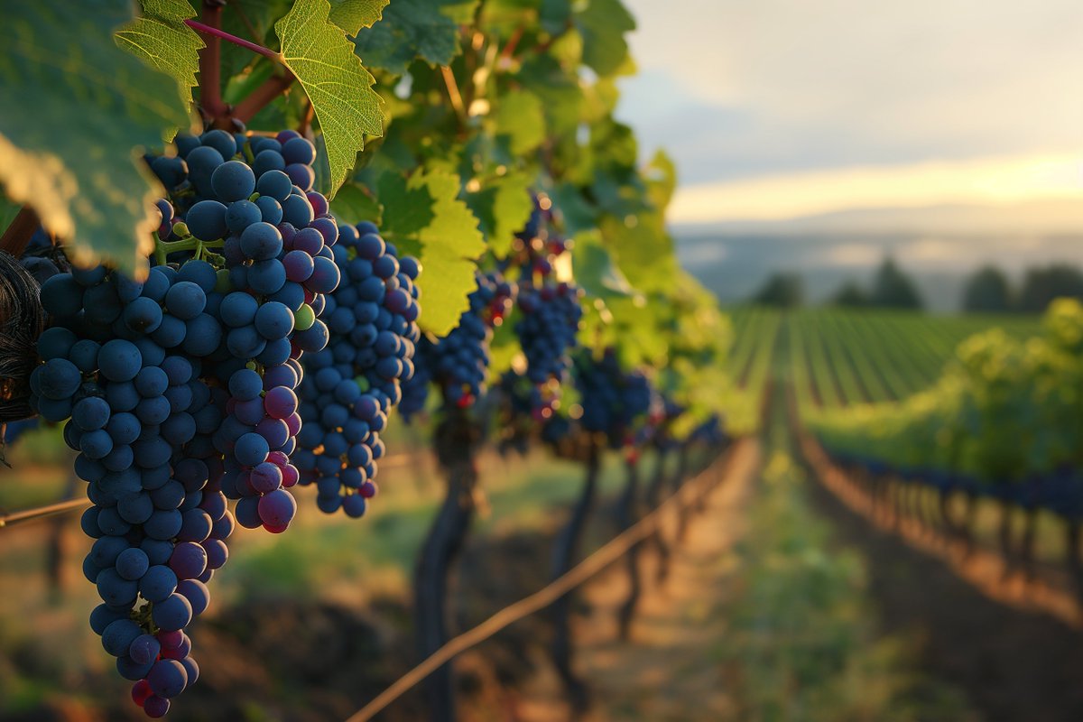 DreamCReality's tweet photo. Dawn's light unveils a Pacific Northwest vineyard, grapes ripe for harvest. 🍇 Rows stretch into the distance, nature's artistry on display.

What natural marvel makes you pause and marvel?
#VineyardMornings #NaturesBounty https://t.co/OrhauHyM2w