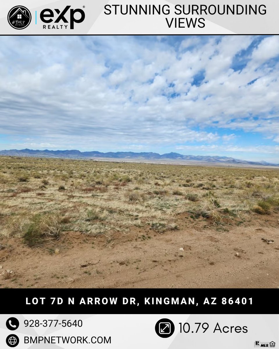 bmp_network's tweet photo. ⭐⭐ Stunning Surrounding Views ⭐⭐
More Info: https://t.co/M1CfYVnPWc
360 degree view of Kingman and the surrounding mountains!
Kingman, AZ
#RealEstate #Realtor #ForSale #LandForSale #LotsForSale #BuildYourDreamHome #eXpRealty #NewListing #Property #BMPNetwork https://t.co/zkGhgt8V9l