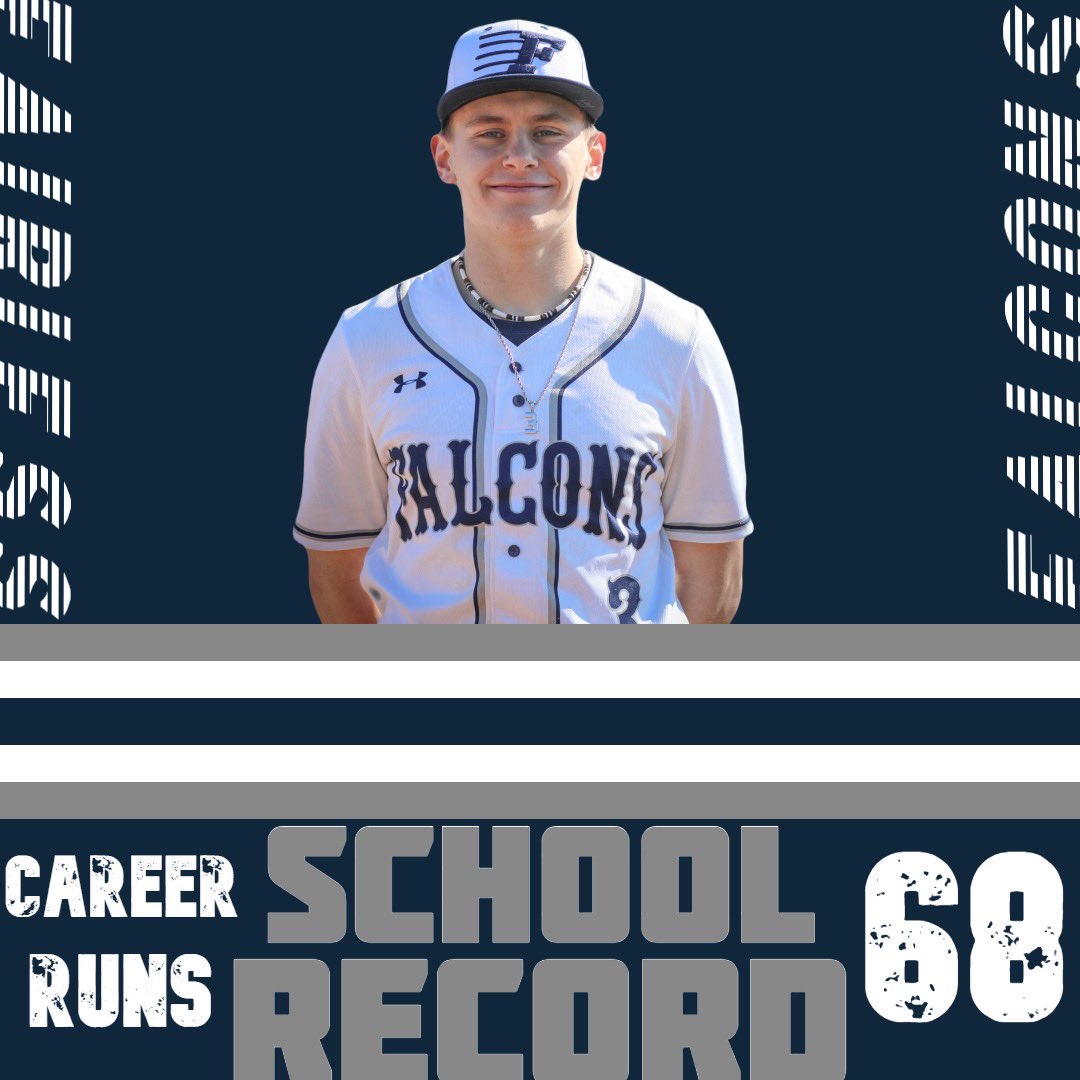 FHSfalcnbasball's tweet photo. CONGRATULATIONS TO SENIOR ANDY GILL.  ANDY SET THE CAREER RUNS MARK TONIGHT FOR THE FALCONS!!  Way to go Andy.  Capital is getting a good one! https://t.co/bjVKfz7RUg