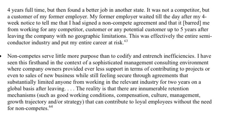 4. Entrepreneurs and startups deceived how noncompetes has stifled innovation and blocked new ideas from coming to market. Healthcare workers described how noncompetes had led them to leave the profession entirely, depriving rural areas of care.