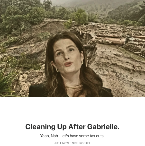 nickarockel's tweet photo. "Mind you if reducing staff at MSD, just as you’re making tens of thousands of people redundant, seems like poor planning it’s got nothing on canning a $6b fund to rebuild the infrastructure so badly damaged by Cyclone Gabrielle."

S❤️U❤️B❤️S❤️T❤️A❤️C❤️K
❤️I❤️N❤️❤️B❤️I❤️O❤️ https://t.co/RWSOX6z0hP