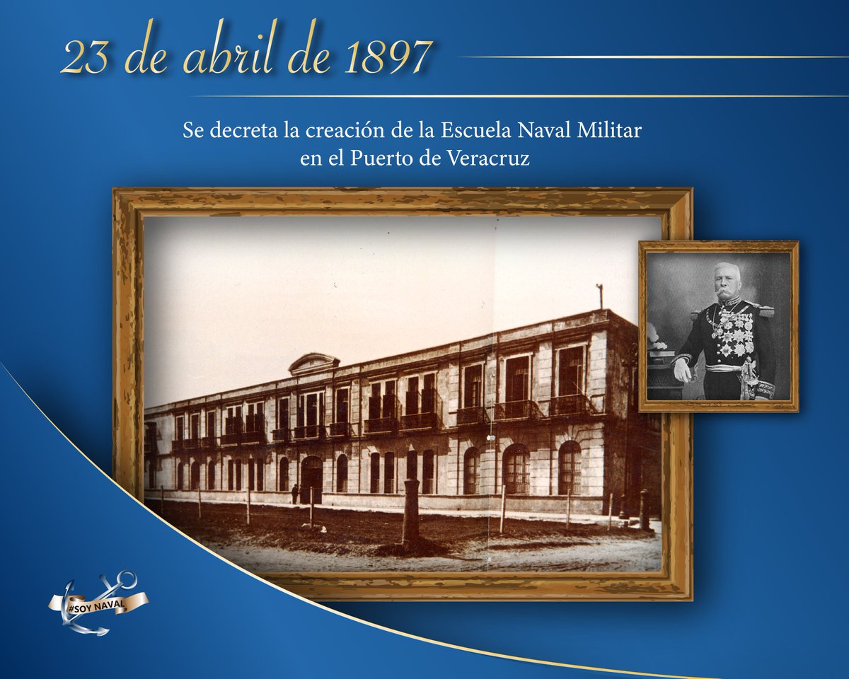 #EfemérideNaval Un día como hoy pero de 1897 por acuerdo presidencial se decreta la creación de la Escuela Naval en el Puerto de Veracruz, dando inicio a la historia de nuestra #AlmaMáter. #HENM #CadetesNavales