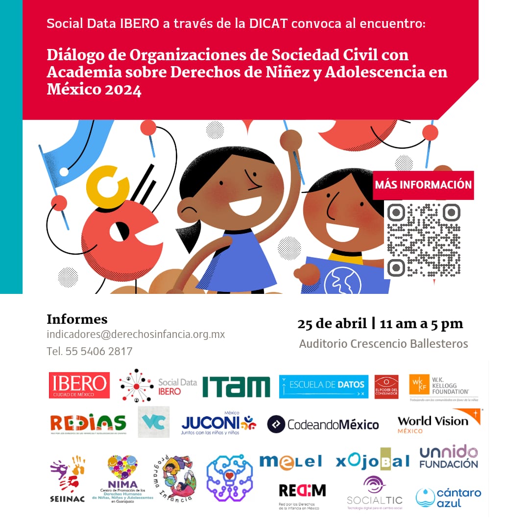 #Difusión | 👩‍🦰 ¿Interesada/o en conocer más sobre los Derechos de Niñez y Adolescencia en México? No te pierdas el #Diálogo de Organizaciones de #SociedadCivil. Consulta el programa aquí: bit.ly/3QEk0IT 🗓️jueves 25 de abril, 11:00 am. ¡Te esperamos!