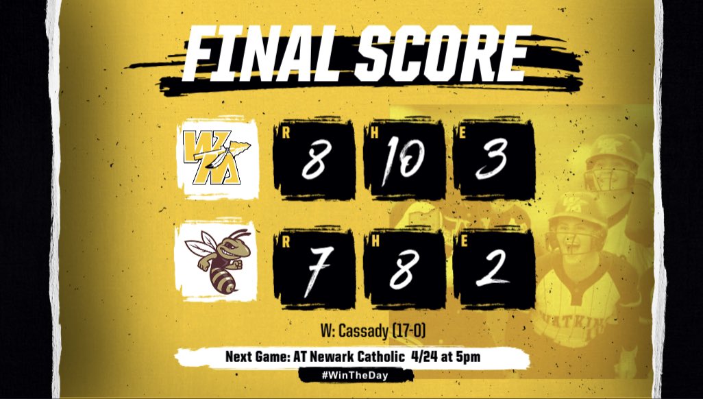 We get to 1-0!! #Wontheday We had to face adversity tonight but that will only make us better in the long run! Wycuff 2-4,rbi, 3B Tellings 2-3, rbi, R, BB Dobbs 1-4, rbi, R, 3B McKee 1-3, rbi, R, BB, 3B Cassady (w) 6.2inn, 15K, 2H, BB Tellings 0.1inn, 6ER, 7R, 6H