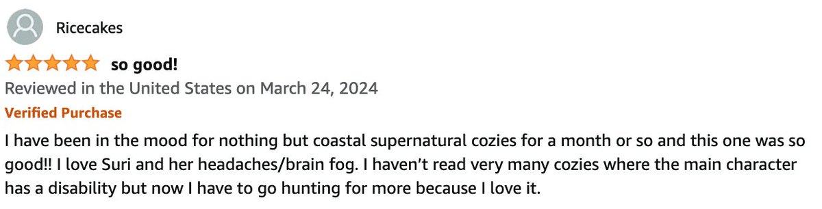 This was posted a month ago, but I've only just now seen this review for 'Crooked Curse,' the first volume in my Haunted Coast paranormal cozy mystery series. I love that my disabled MC resonated with this reader!