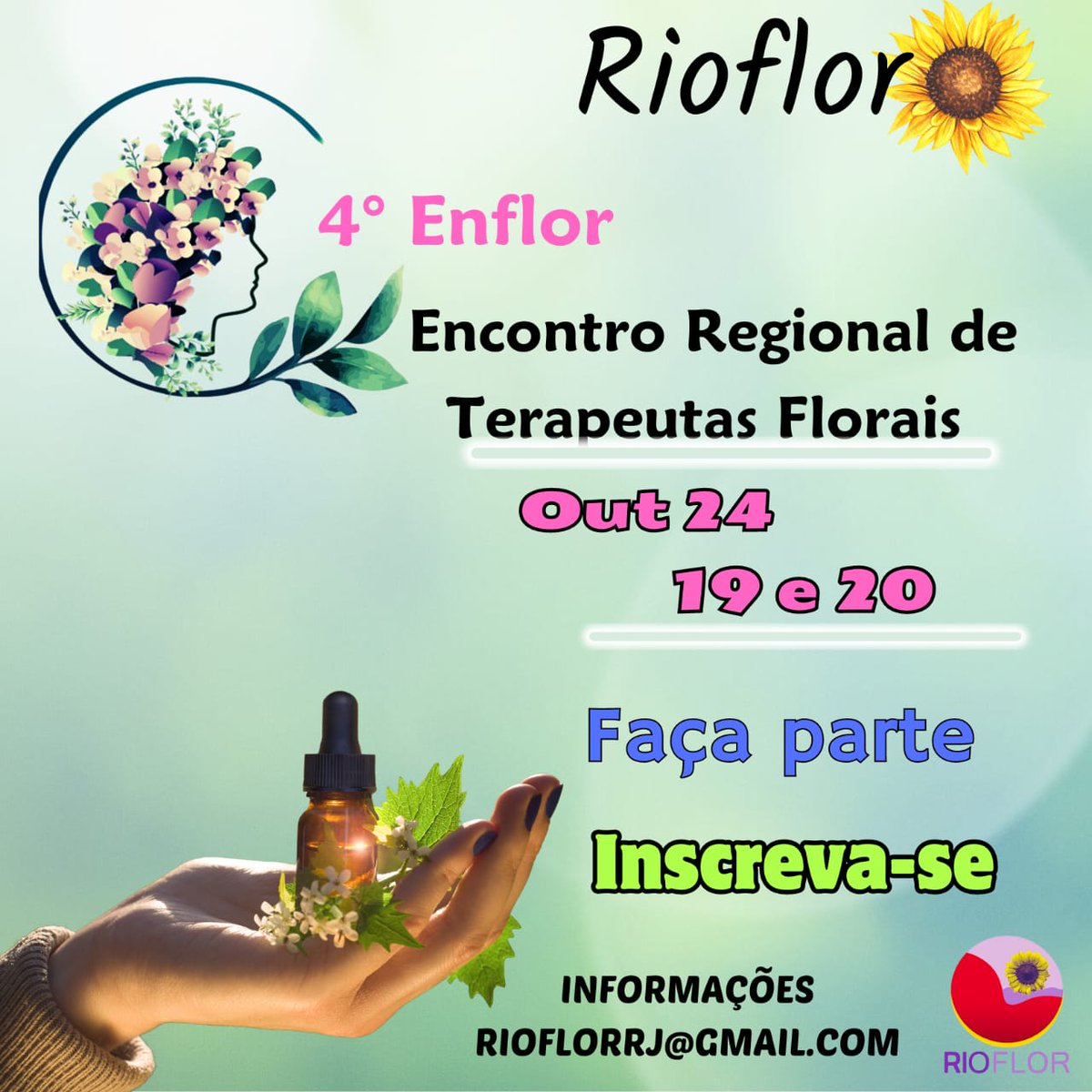 Rioflor1's tweet photo. Estamos lançando mais uma 
edição do ENFLOR – Encontro Regional de Terapeutas Florais 
Nesse encontro vamos apresentar temas voltados para ampliação da visão do terapeuta floral e das fronteiras de sua  atuação profissional https://t.co/jHA4z61lM3