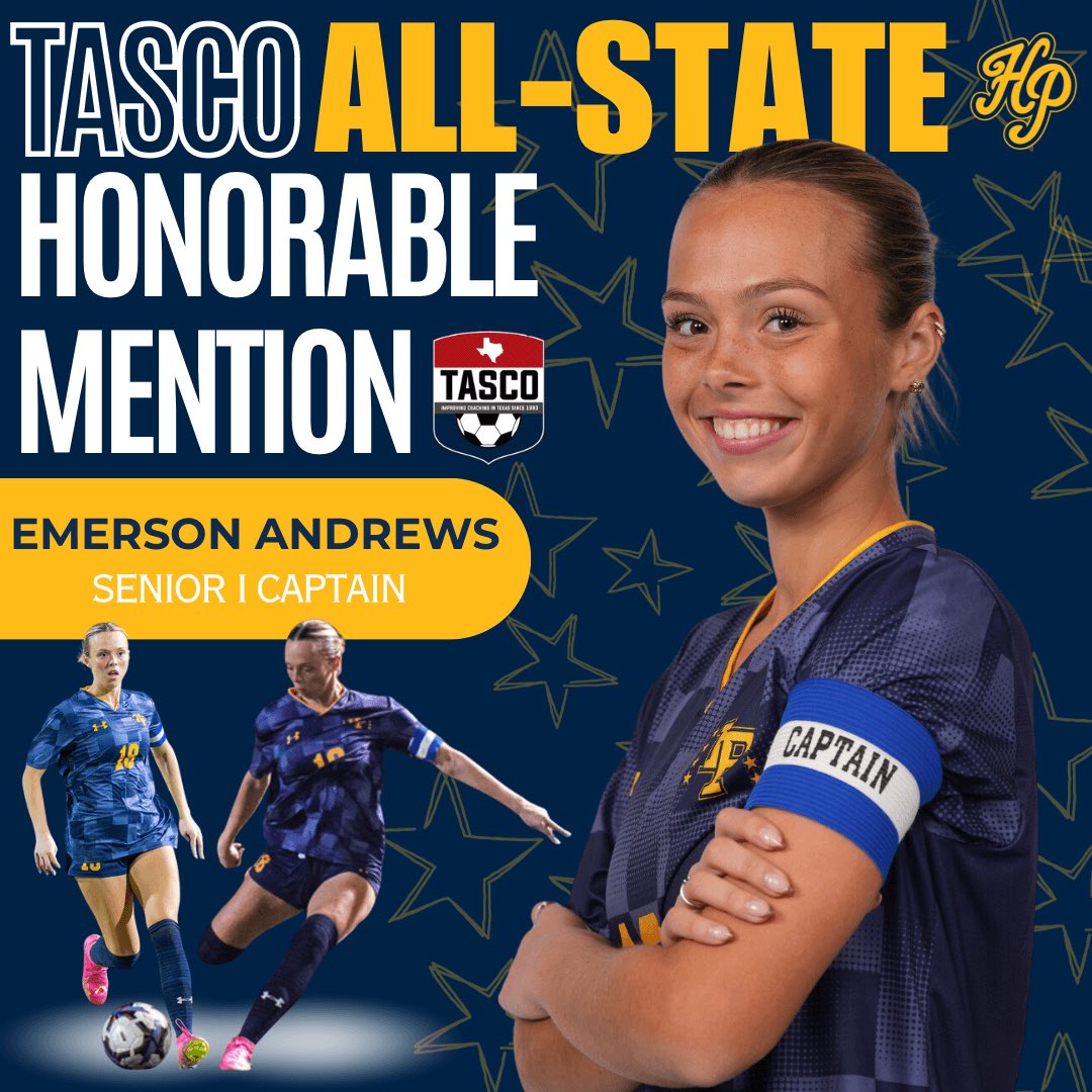 Congratulations to senior, captain Emerson Andrews being recognized as an ALL STATE defender by TASCO👏 Our amazing 18 shutouts and only 13 goals against was only possible with your leadership of the backline. We are so proud of you Em!