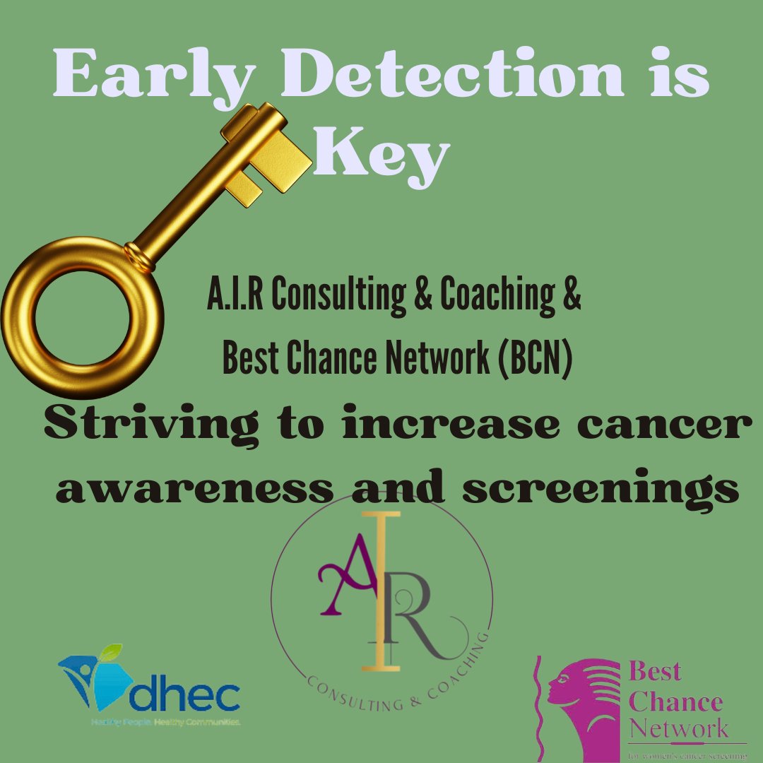 Did you know early detection is key? A.I.R. Consulting and Coaching, alongside Best Chance Network, is working to increase awareness and screenings for cervical and breast cancer. Help us save lives! #EarlyDetectionSavesLives