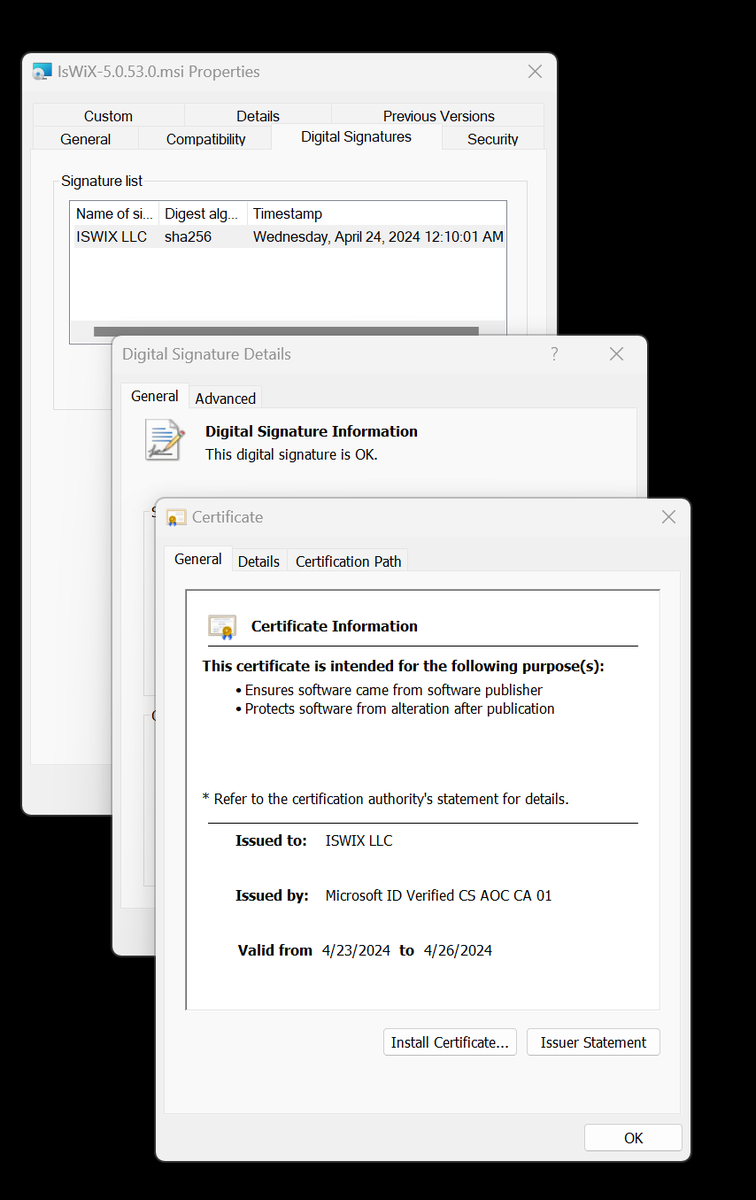 Thank you to <a href="/shanselman/">Scott Hanselman 🌮</a>  and <a href="/enj316/">Ian M</a> for letting me know about the new Azure Trusted Signing service today.  There was just no way that I could justify spending $945.00 (3 year EV + eToken + shipping) to code sign my small FOSS project.  Goodbye #KSoftware #Sectigo