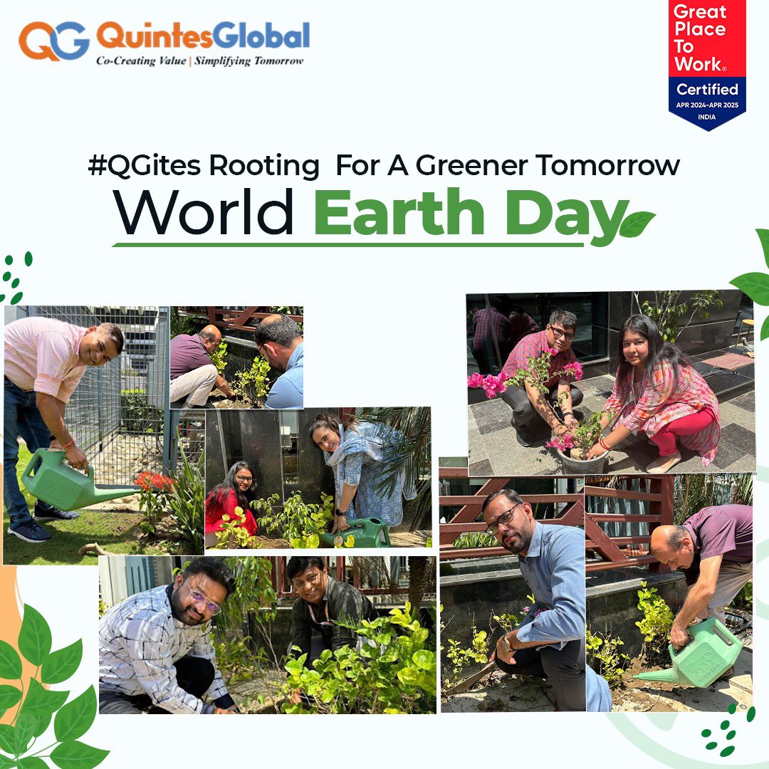 #QGites are committed to #ThinkTogether, #ActTogether,  #ThriveTogether – a key driving factor for achieving the Great Place To Work®️ Certification once again!

On #WorldEarthDay, WE came together with a shared commitment to make a positive impact on our planet's future!