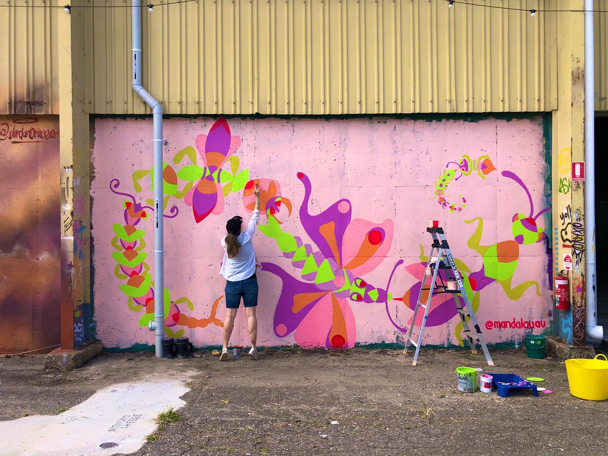 Candy bugs almost done! 🪲💕 #. #muralart #artist #colour #nature #pattern