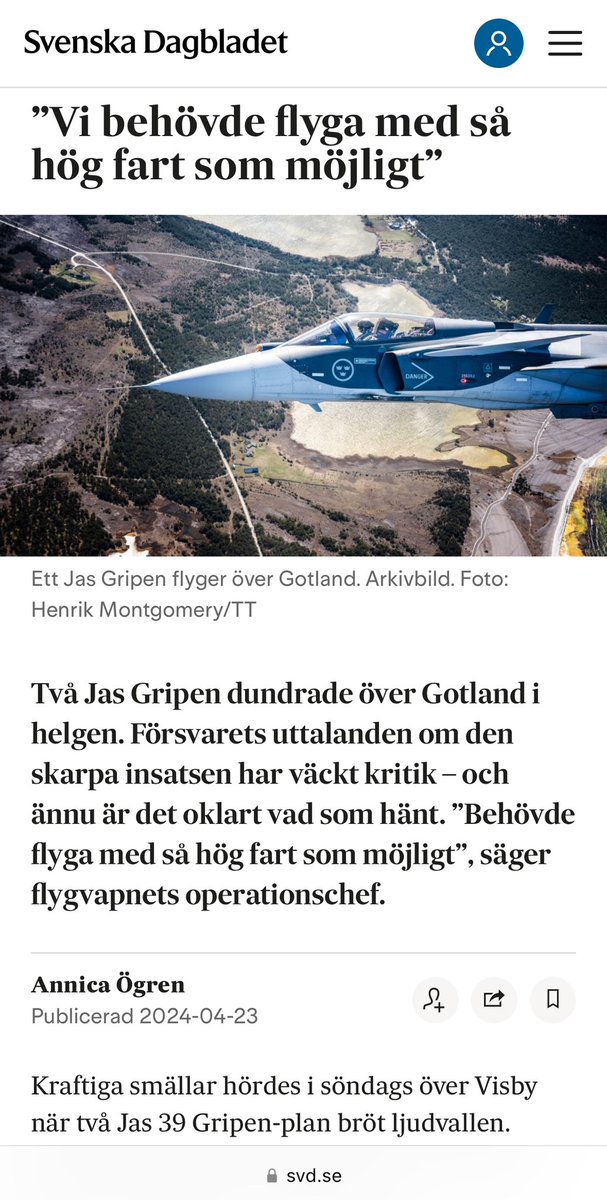 Och, vad är problemet?

Under mina barnår på 70-talet och början av 80-talet så bodde vi i skogen mellan två flygbaser.

Det var ofta Viggen och draken dundrade fram över trädtopparna.

Det kändes både häftigt och var en trygghet att veta att de försvarade mitt land. 🙂