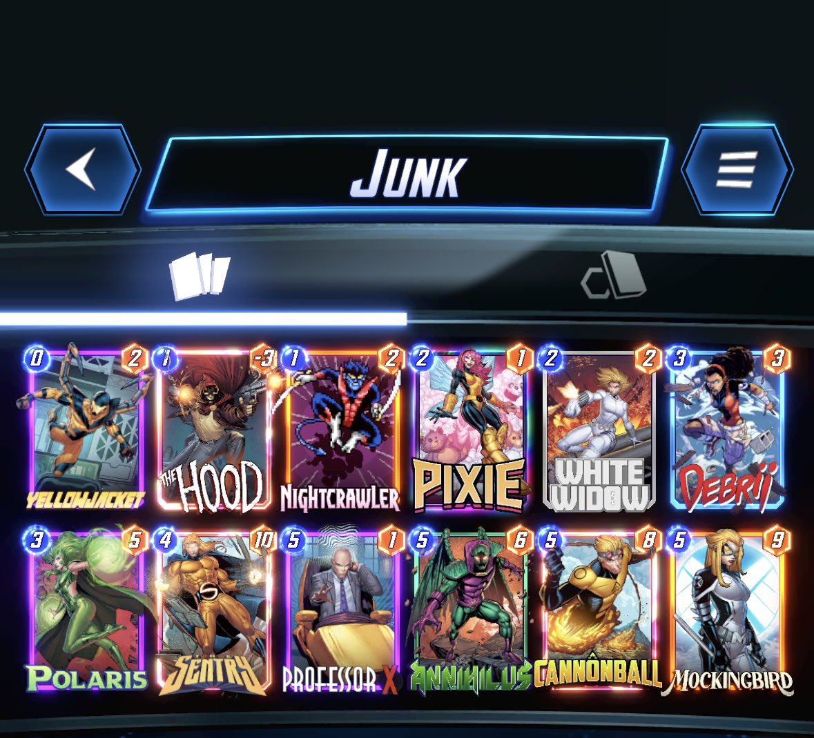 New Marvel snap update… White Widow is insane in this deck. You get hard countered by destroy tho 😟