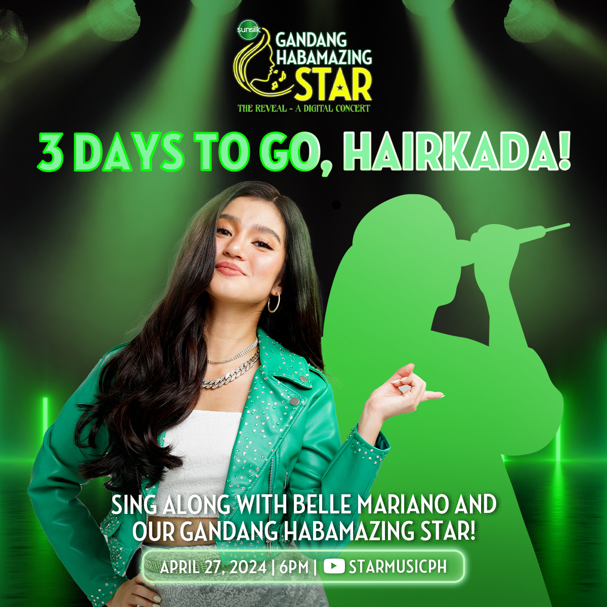 Konting tulog na lang! Sunsilk’s Gandang HABAmazing Star: The Reveal – A Digital Concert is happening soon. 💚🎤💃🏻 We have more surprise artists in store for you! Stream it on April 27, 2024, 6pm on youtube.com/live/c3aQe9AZK… 💚 #SunsilkGandangHABAmazing #sunsilkph