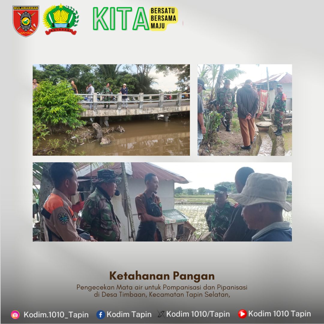 Babinsa 1010-03/Tapin Selatan Survey sumber mata air untuk pompanisasi dan pipanisasi pertanian.
#puspentni 
#tni_angkatan_darat 
#kodam_mlw 
#skorem101antasari 
#pertanian 
#ketahananpangan