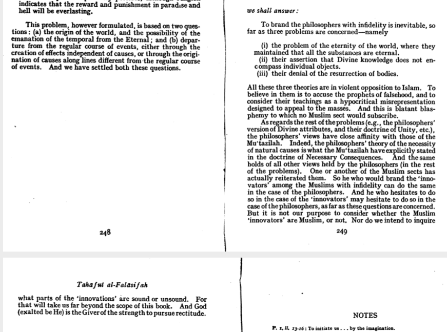 Ghazali declared that anyone who believed the following was an apostate.  

1. matter was eternal
2. there will be a spiritual but not bodily resurrection 
3. God knowledge was not regarding particulars but abstractions 

These were the opinions of the philosophers: Al-Farabi and