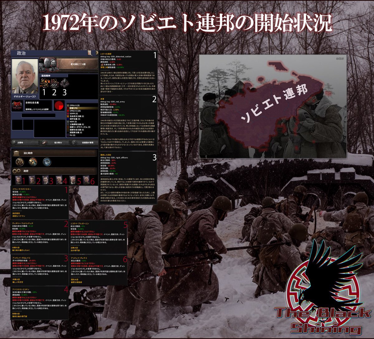 black_shining_l's tweet photo. #hoi4  #TBSmod https://t.co/lOj9gUIBD7
The Black Shining MODは大国のシナリオを制作して頂ける方を探しています！
興味がありましたら下記のサーバーリンクから入ってくれるとありがたいです！
シナリオ募集国家は以下の通り
満州、中華民国、ソビエト社会主義共和国連邦、フランス共和国 https://t.co/KyRa4mjEgO