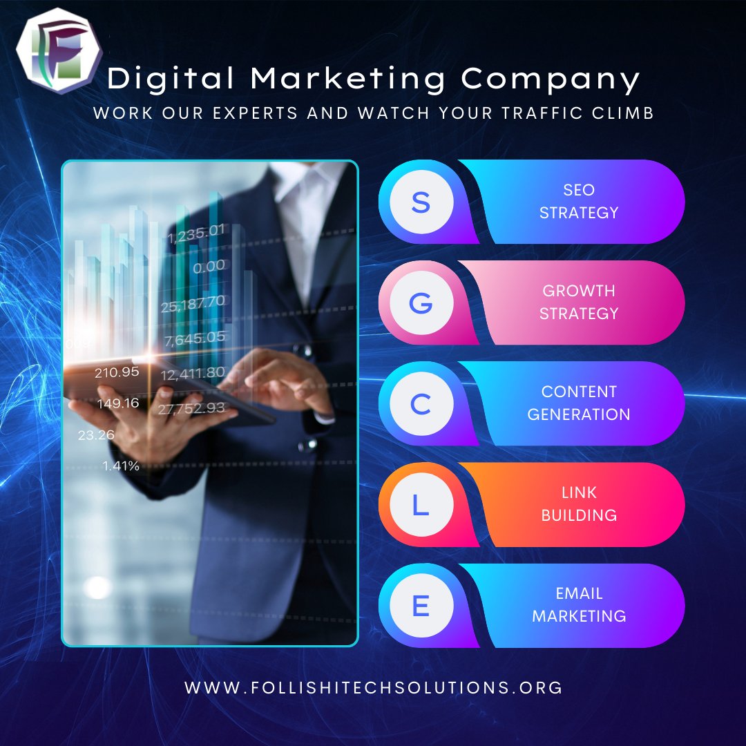 Unlock the secrets to online success with our expert digital marketing strategies! 🚀 From SEO mastery to content generation, our team at Follis Hitech Solutions is here to elevate your online presence. #DigitalMarketing  #SEO #ContentGeneration #LinkBuilding #EmailMarketing