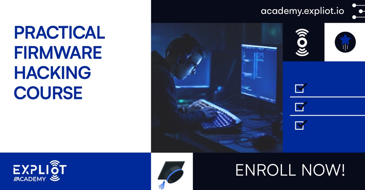 Become Top 1% in Firmware Hacking!! Discover the art of manipulating and securing firmware in electronic devices, gaining valuable skills for cybersecurity and innovation. ➡️ academy.expliot.io/course/practic… #firmwarehacking #onlinecourse #infosec