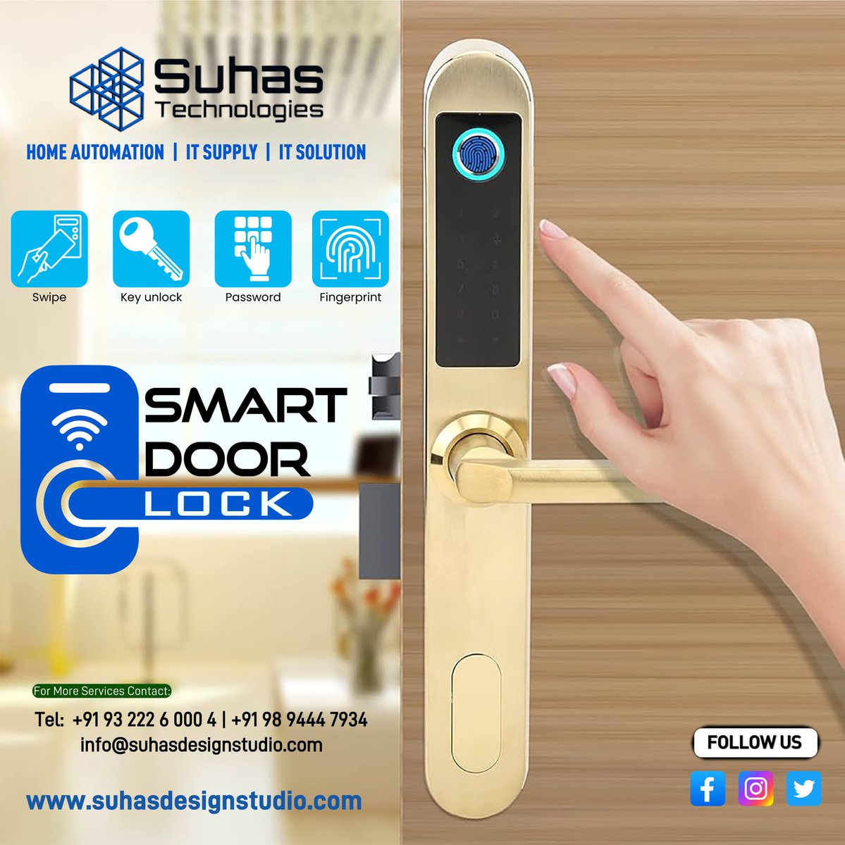 The #smartdoor and #smartdoorlocks from Suhas Technologies will increase the #security of your house! 

Visit suhasdesignstudio.com

#SmartHome #Automation #Convenience #SmartDoors #DoorLocks #Locks #Innovation #SuhasTechnologies #TechSavvy #HomeAutomation #EffortlessLiving