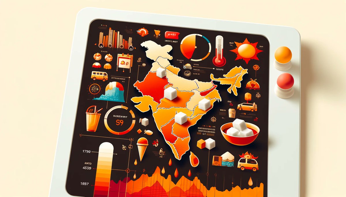 Agrifi1's tweet photo. India's sugar demand peaks amid summer heat, fueled by cravings for cold drinks and ice cream🌡️🥤 Despite government actions, prices surge, posing challenges and opportunities for the sugar industry Climate-economy dynamics highlight the need for adaptive strategies in the sector https://t.co/BECcXiPzrJ