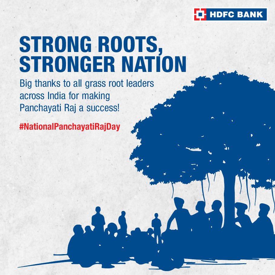 Today, we celebrate one of the pillars of democracy & self-governance existing at the very grassroots of India as defined by the 73rd Constitutional Amendment. HDFC Bank takes this opportunity to congratulate and celebrate the contributions made by the Gram Sevaks, Sarpanches,