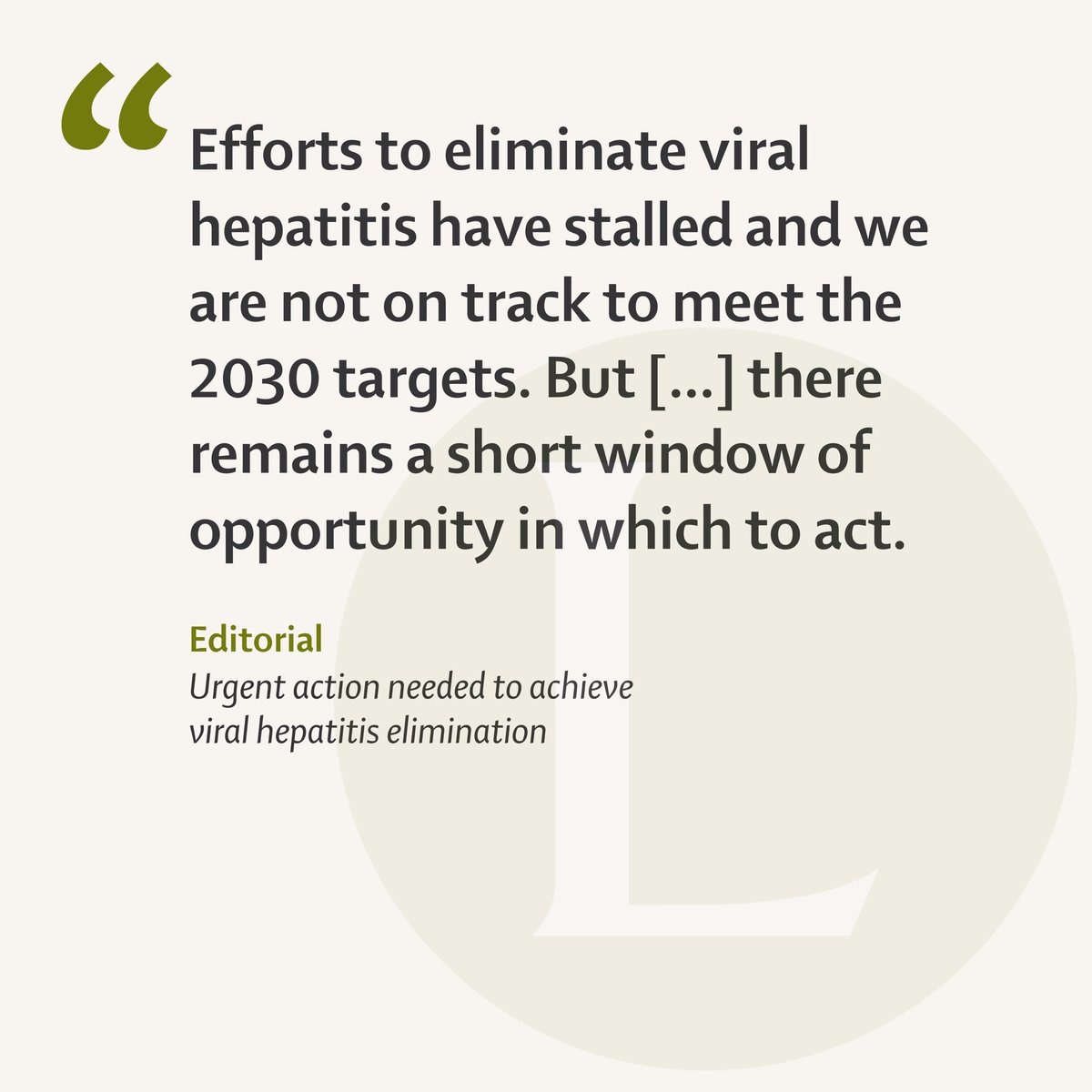 New Editorial - Urgent action needed to achieve viral hepatitis elimination thelancet.com/journals/langa… #NoHep #LiverTwitter