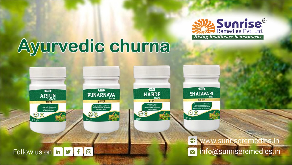 Sunrise Remedies comes with Large Range of  Churna which are Best in Quality and 100% Pure.

Read More: sunriserem.com/products/class…

#Churna #ChurnaAyuvedic #OTCProducts #ClassicalProducts #PatentandProprietaryProducts #NutraceuticalsProducts #AyurvedicProducts #HerbalProducts