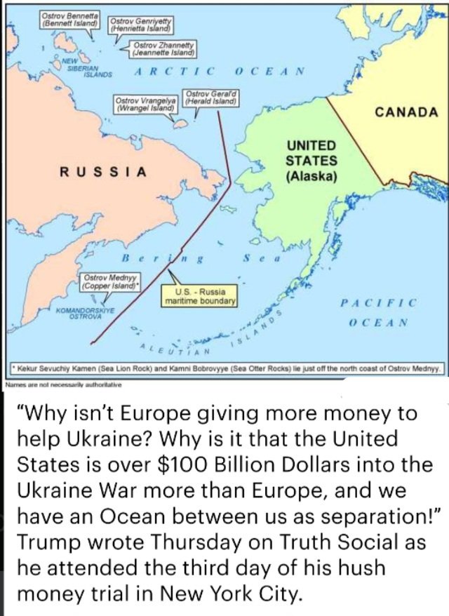 Perhaps someone could fold a map and show it to Traitor Trump? Or better yet, invest in 
a GLOBE and explain the Earth is indeed ROUND? 

#TrumpISAMoron #UkraineAid #Ukraine #UkraineRussiaWar