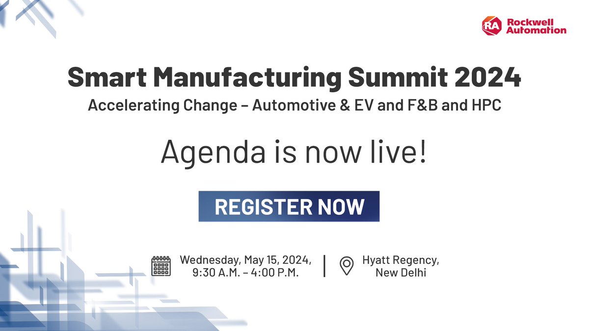 The agenda for Smart Manufacturing Summit 2024 is now available! Dive into sessions covering Automotive & Electric Vehicle, Food & Beverage, and Household & Personal Care sectors. Explore cutting-edge insights and strategies. Check it out here: rok.auto/3xMuChT