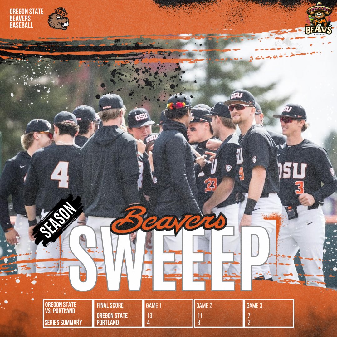 Los_Beavs's tweet photo. That’s what we like to call a season sweep in the biz! #LosBeavs🦫 #sweeep🧹 https://t.co/5jKNBc4KTy