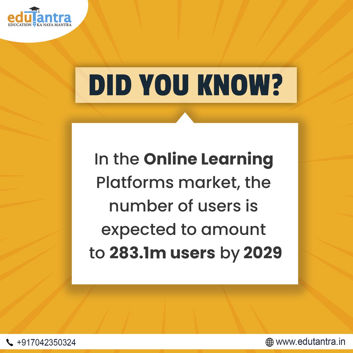 Did You Know?
.
.
#education #online #onlineeducation #learning #studyonline #onlinestudy #university #counseling #online #degree #distanceeducation #onlinelearning #searchengine #onlinedegree #distancedegree #distanceuniversities #onlinecourses #edutantra