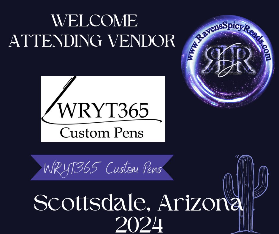 Welcome WRYT365 to our 2024 event!! #vendor #booksigning #SpicyReads2024 #RSR24 #romancereaders #Arizona #CustomPens