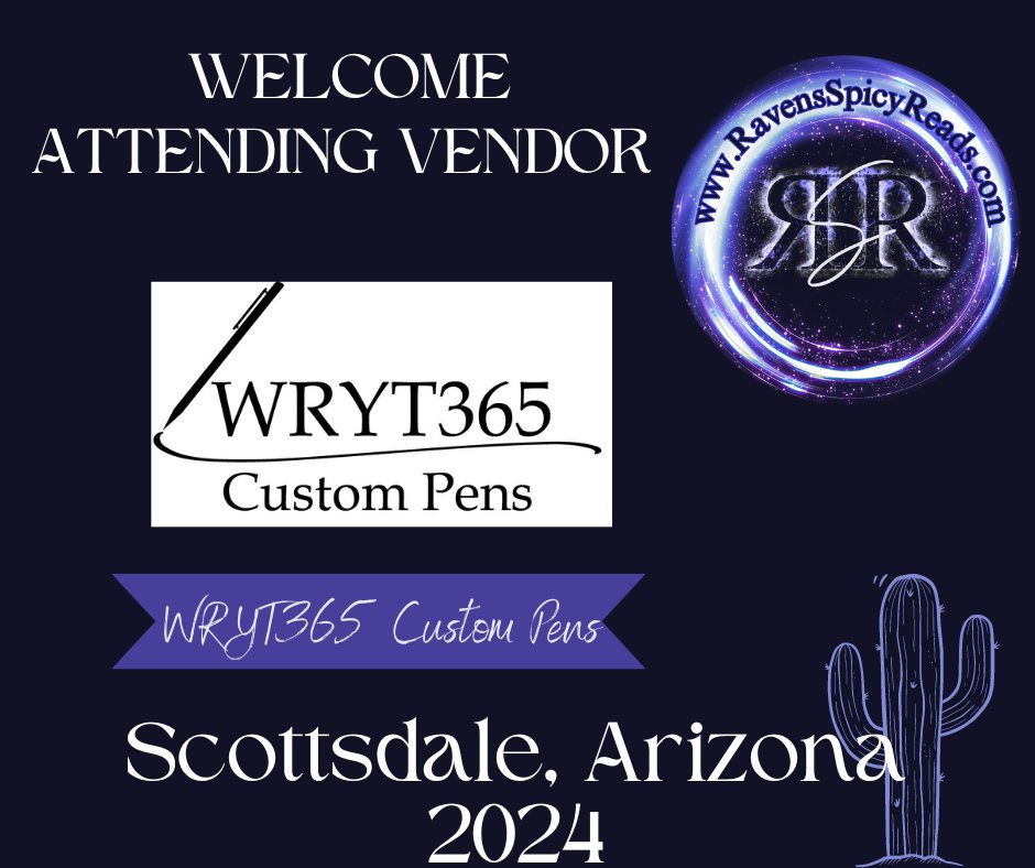 SpicyReads's tweet photo. Welcome WRYT365 to our 2024 event!! #vendor #booksigning #SpicyReads2024 #RSR24 #romancereaders #Arizona #CustomPens https://t.co/mH1PBmc08B