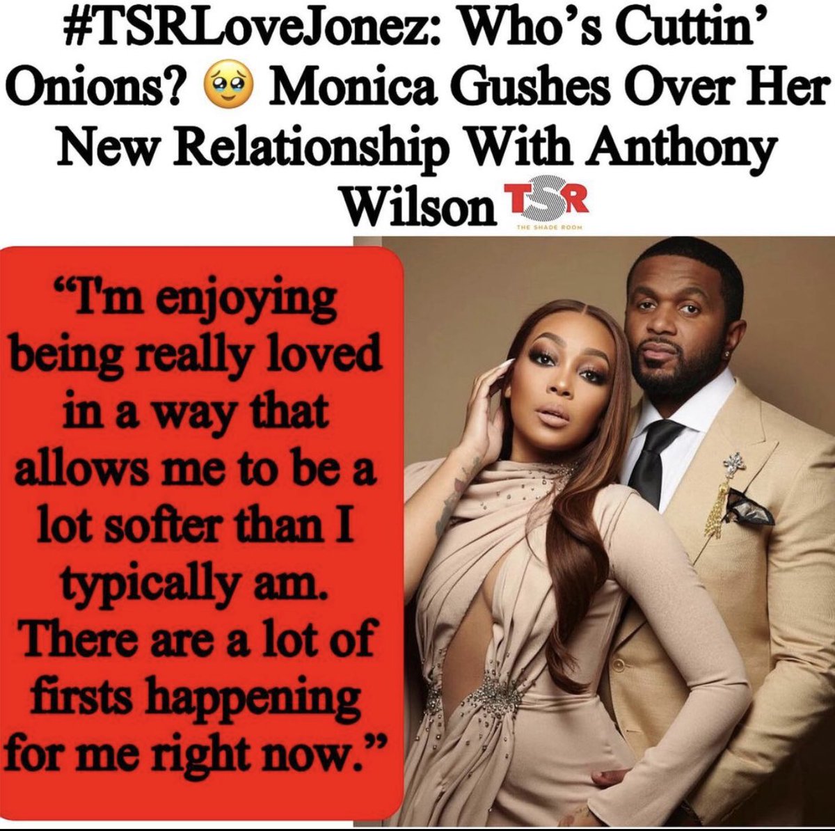 TSRmedianews's tweet photo. #TSRLoveJonez: Feels good to be loved, doesn’t it?! #MonicaDenise recently opened up to #hellobeautiful about her relationship with #AnthonyWilson, and the way she speaks about it has us over here tearing up! 😩💕 #theshaderoom #theshaderoomteens #theshaderoomnews https://t.co/G2fLPF3QZr