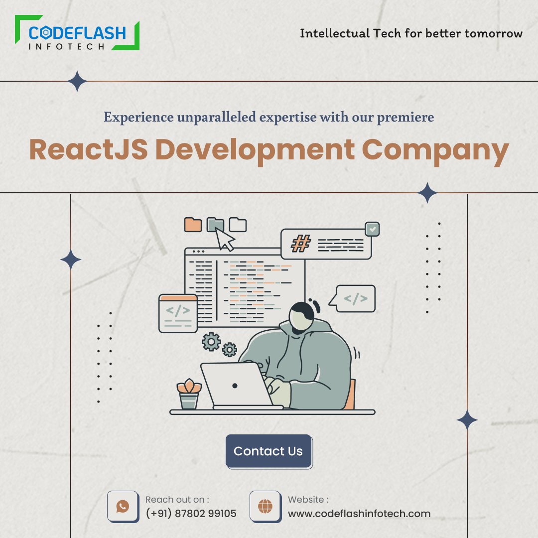 Welcome to the forefront of #digitalevolution with Codeflash Infotech – your catalyst for next-gen #webdevelopment! 🚀🔗
Our team of ReactJS aficionados doesn't just #build websites; we sculpt immersive online #ecosystems that leave a #lastingimpact.
Partner with us
#reactjs