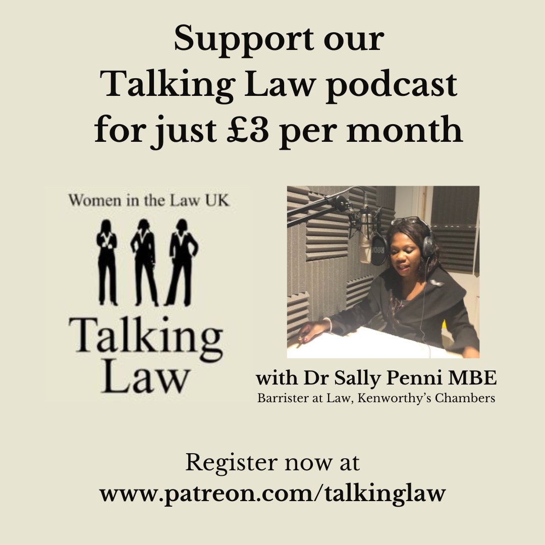 Do you enjoy #TalkingLaw? Please support our #podcast & help us to produce regular #new episodes by joining us on #Patreon for just £3 per month. Find out more: patreon.com/talkinglaw #TalkingLawPodcast #LawPodcast #podcast #law #lawyer #barrister #lawcareer #WomenintheLawUK
