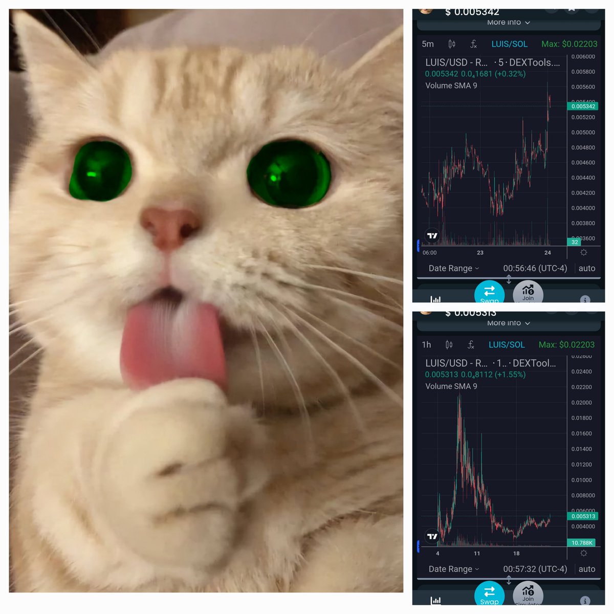 $LUIS is primed!  I think he can see the giant green candle coming in the very near future!