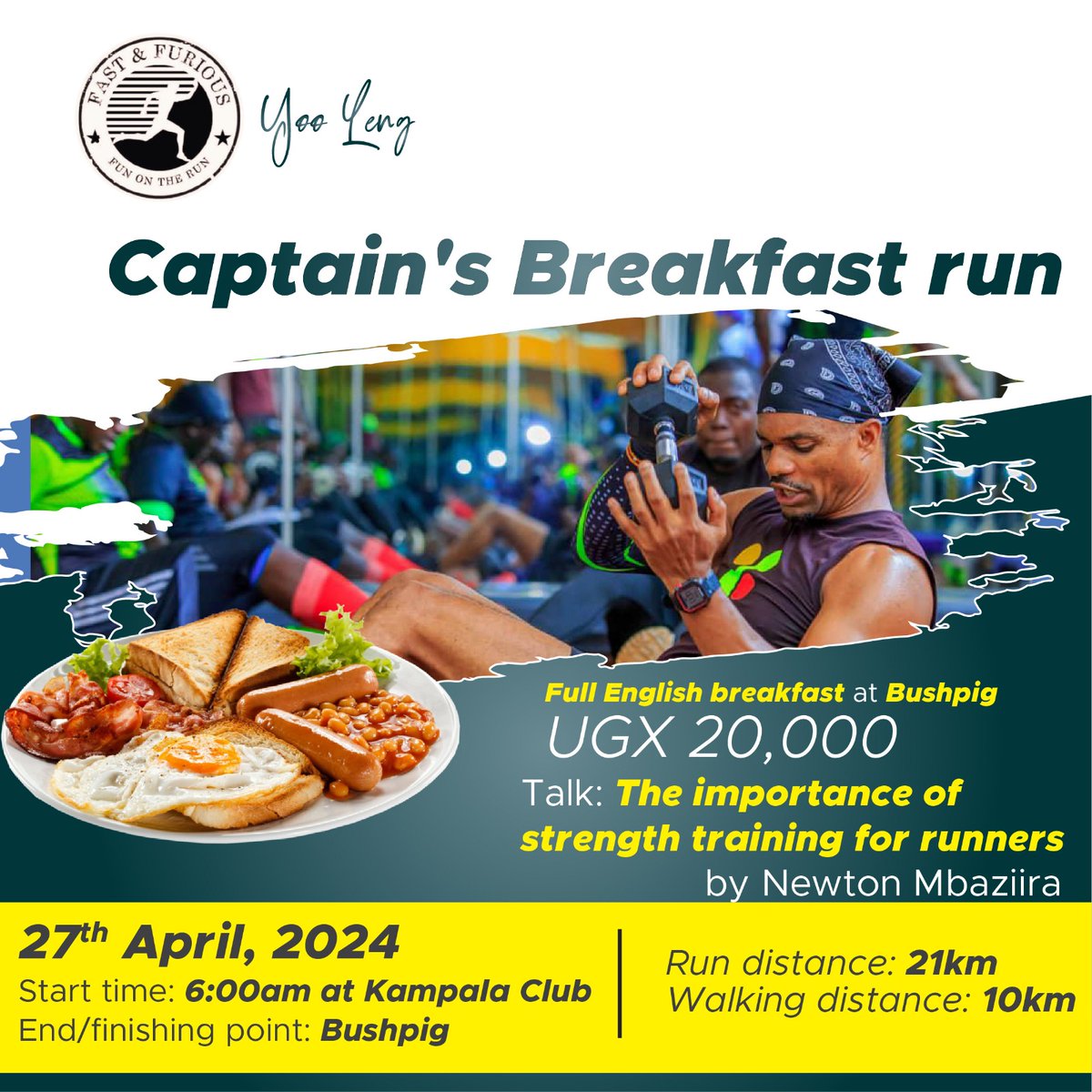 You're invited to the Captain's breakfast run this Saturday. BEER WILL BE AT HAPPY HOUR. @ActivateUgandaL @donakatukunda @RunKyewaggula @gutsybunch @DruArinaitwe @roadstriders23 @kyanjarunners @rkabushenga @Kyewaggula_Home @ILUNGOLEStephen @smmugabe @tom_kabali @KampalaHash