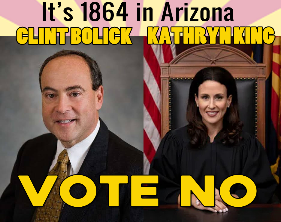 TheRealThelmaJ1's tweet photo. These Arizona Supreme Court Judges stripped away women's healthcare and set the clock back to 1864.  Take away their robes.  VOTE NO https://t.co/gNQqhqLA88