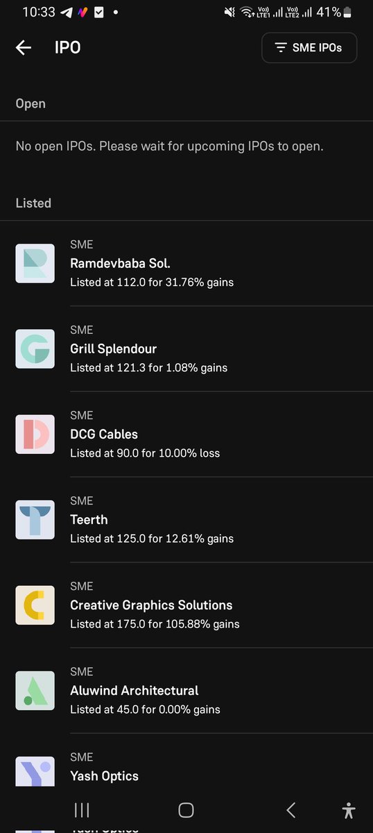 Few days back @_groww  had opened  the SME ipo's and today i am not able see any sme ipo's .Where as there is one SME ipo(NSE) open to apply.

@_groww  i guess i need to unistall and move forward  with another broker. Thank you for your pathetic  service 

@SEBI_India #Stocks