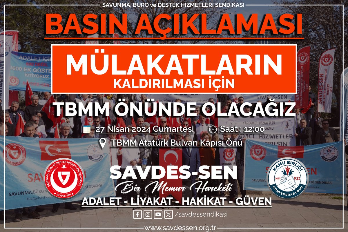 MÜLAKATLARIN KALDIRILMASI KONULU BASIN AÇIKLAMASINA DAVET

Kamuda açıktan atama ve yükselme işlemlerinde uygulanan mülakatların objektif kriterlere dayanmaması nedeniyle vicdanları yaralayan, adalet duygusunu zedeleyen ve güveni azaltan sonuçların ortaya çıkması nedeniyle