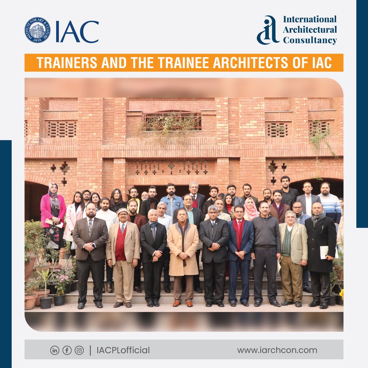 Mr. Muhammad Faisal Janjua Chancellor 𝗜𝗔𝗖 (𝘄𝘄𝘄.𝗶𝗮𝗰.𝗲𝗱𝘂.𝗽𝗸) with Trainers & Trainee Architects of the 1st Batch of flagship TRAINEE ARCHITECTS PROGRAM (TAP) an initiative of JOB PLACEMENT CENTER IAC in collaboration with 𝗜𝗔𝗖𝗣𝗟 (𝘄𝘄𝘄.𝗶𝗮𝗿𝗰𝗵𝗰𝗼𝗻.𝗰𝗼𝗺).