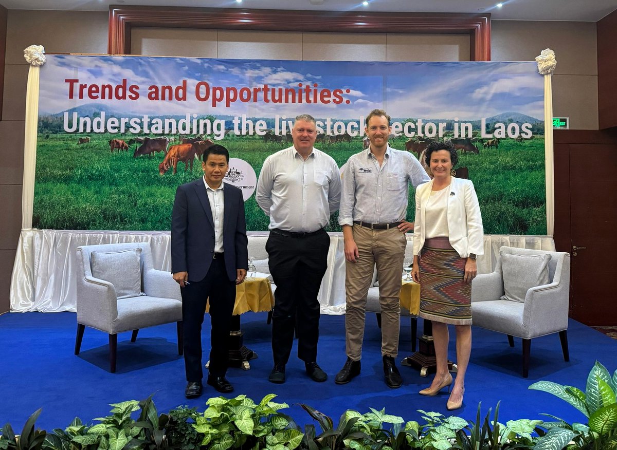 Visiting 🇦🇺 experts shared views on developing the cattle industry in 🇱🇦 & regional #agribusiness trends & opportunities. Australia is actioning the Southeast Asia Economic Strategy, which identifies agriculture as a priority for trade & investment in Laos 🐮 #AusSEAInvested