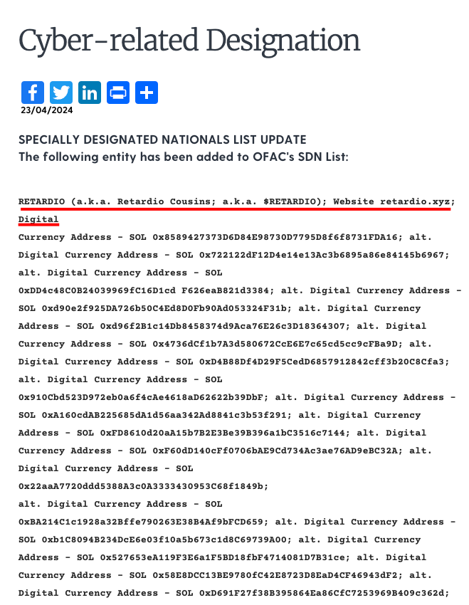 beavintern's tweet image. BREAKING: Tomorrow morning every wallet who owns a Retardio will be placed on the OFAC Blacklist
